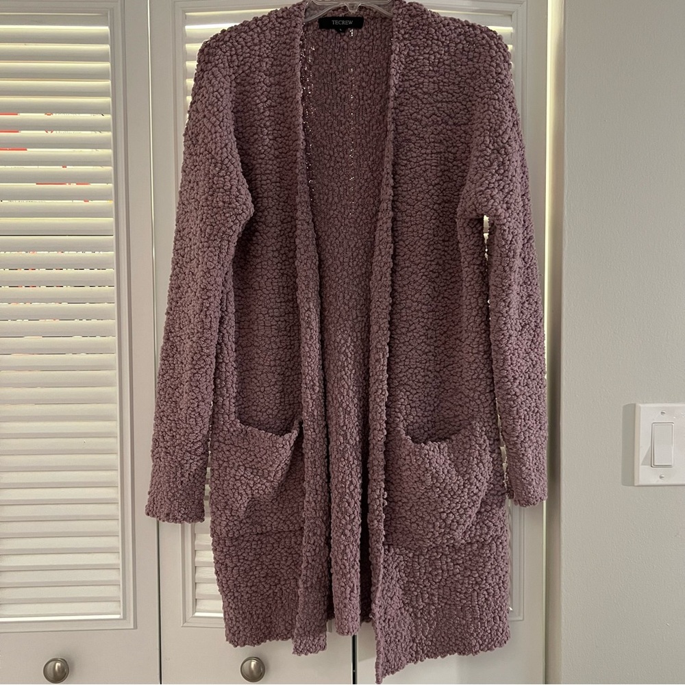 Tecrew Women’s Casual Open Front Popcorn Lavender Cardigan W/pockets Size L